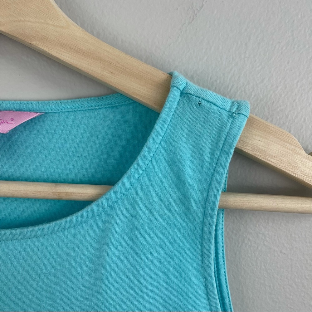 LILLY PULITZER Tiffany Blue Eyelet Lace Hem Tank Top - Picture 5 of 10